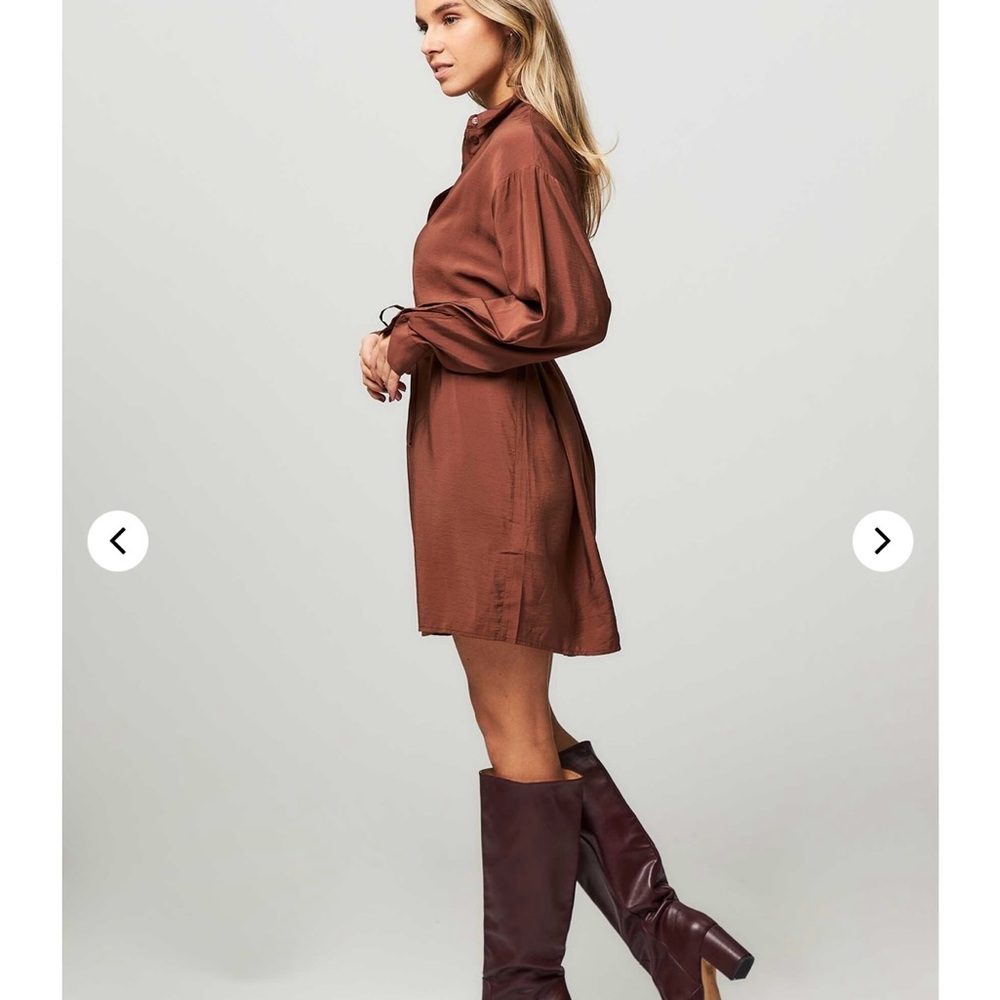 Samsoe Samsoe Elegant Brown Long Sleeve Dress